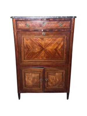 an image of a wooden cabinet with a marble top