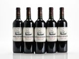six bouteilles de vin sont alignées sur une surface blanche