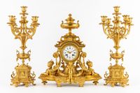 Ensemble de cheminée en trois pièces, composé d'une horloge … (photo 4)