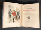 an open book with a picture of a man in a red coat