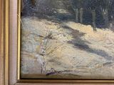 a painting of a man riding a horse in the snow