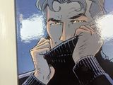 anime book cover of a man with gray hair and a black jacket