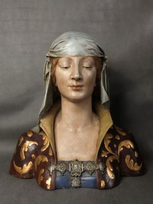 DANIELLY Buste de femme de la renaissance, platre polychrome…