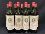 six bouteilles de vin sont alignées sur une table