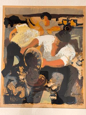 Gérard LE CHENIER (XXe) Hommes au travail