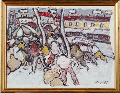an image of a painting of a group of people on a street