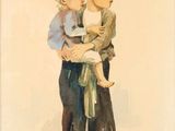 une image représentant un tableau où l'on voit un homme tenant un bébé dans ses bras