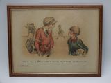 an old drawing of a man and a woman standing next to each other