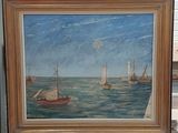 une image d'une peinture de bateaux dans l'eau
