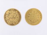 two gold coins, one of which is a sovereign and the other of which is a sovereign