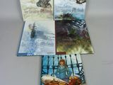 four children ' s books are sitting on a white surface