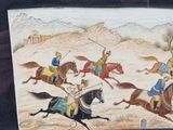 a picture of a picture of a painting of men on horses