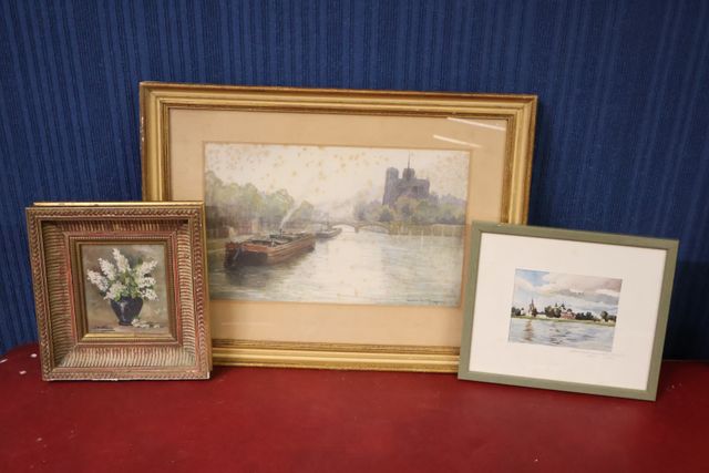 Géo DUCHESNE « vue de Notre Dame » aquarelle signée en bas à droi...