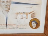 a picture of a painting of a baseball player and a man