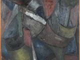 an image of a painting of a painting with a knife in it
