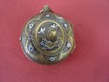 a silver and gold locke with a picture on it