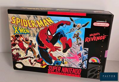 spider - man and the x - men super nintendo game box