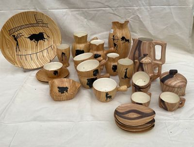 a lot of wooden items that are on a table