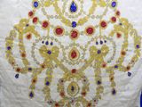 a close up of a piece of cloth with a design on it