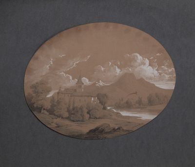 Nicolas FONVILLE (1805-1856) Paysage de montagne nuageux ave…