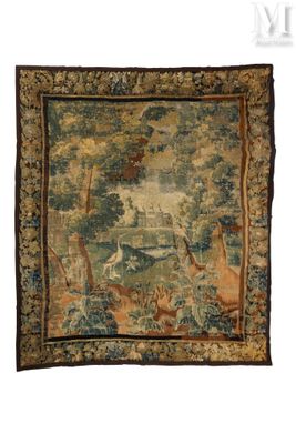 an image of a tapestry with animals and trees on it