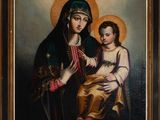 a painting of a woman holding a child in her arms
