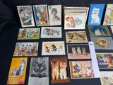 a lot of cards with pictures of cats on them