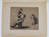 un dessin représentant un homme assis sur une chaise et une femme debout à côté de lui