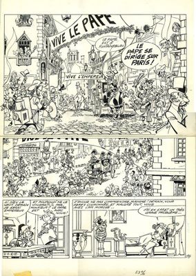 une page d'une bande dessinée représentant des personnages dans une ville