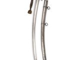 a pair of swords with a wooden handle on a white background