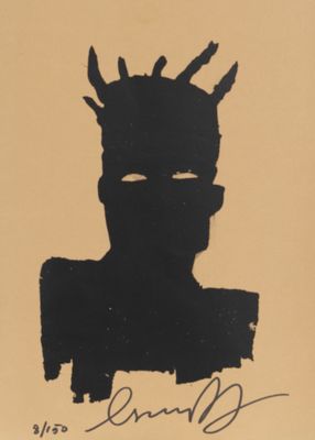 an image of a black and white drawing of a man with horns on his head