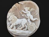 an image of a picture of a horse and a man on a shell