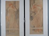 pair of two framed art prints of a woman and a man