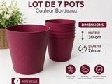 lot de 7 pots de couleur bordeaux