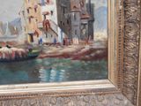 a picture of a painting of a boat in the water