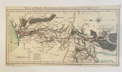 an old map of a town with a river running through it