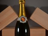 a bottle of champagne that is sitting on a table