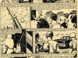 a black and white image of a comic strip with a picture of a man on a horse