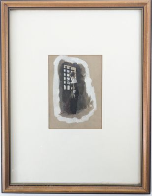 painting of a cell phone in a wooden frame on a wall