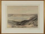une image représentant un tableau de paysage avec une personne à cheval