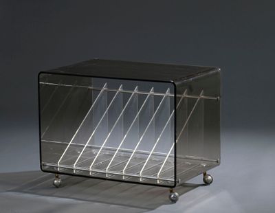 a clear box with a bunch of books inside of it