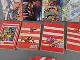 a lot of comic books on the table