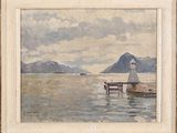 une image représentant un tableau d'un phare au bord de l'eau