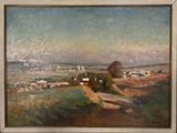 une image d'une peinture représentant une vue d'une ville depuis une colline