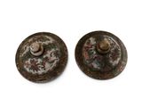pair of antique chinese cloisons with floral designs on them