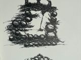 drawing of a pile of rocks and a pile of trees