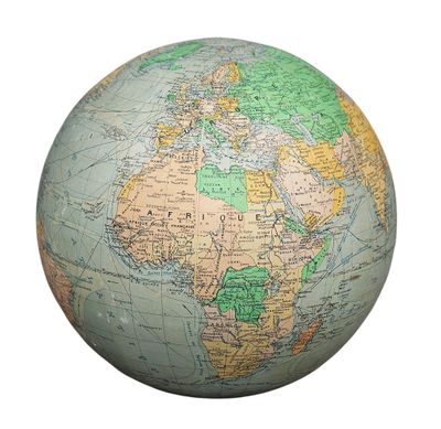 PERRINA, milieu XXème - GLOBE TERRESTRE en verre et papier l…