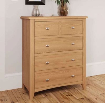 Commode 5 tiroirs ARTIK - en chêne clair , dimensions: 80x40…