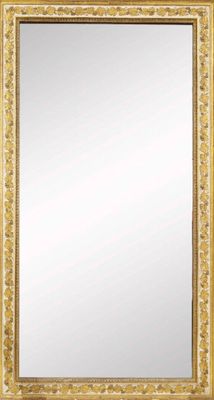 un grand miroir à cadre doré, orné d'une bordure décorative sur tout le pourtour