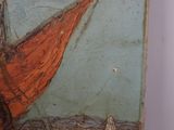 a picture of a painting of a boat in the water